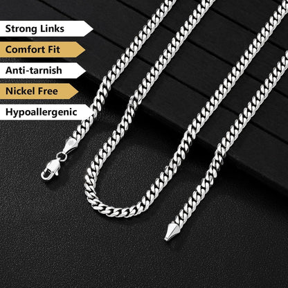 KRKC&CO 5mm Herren Edelstahl Panzerkette Diamantschliff 14K vergoldet
