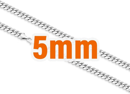 Herren Edelstahl Panzerkette mit Diamantschliff 5mm in Silber 61cm Gold Cuban