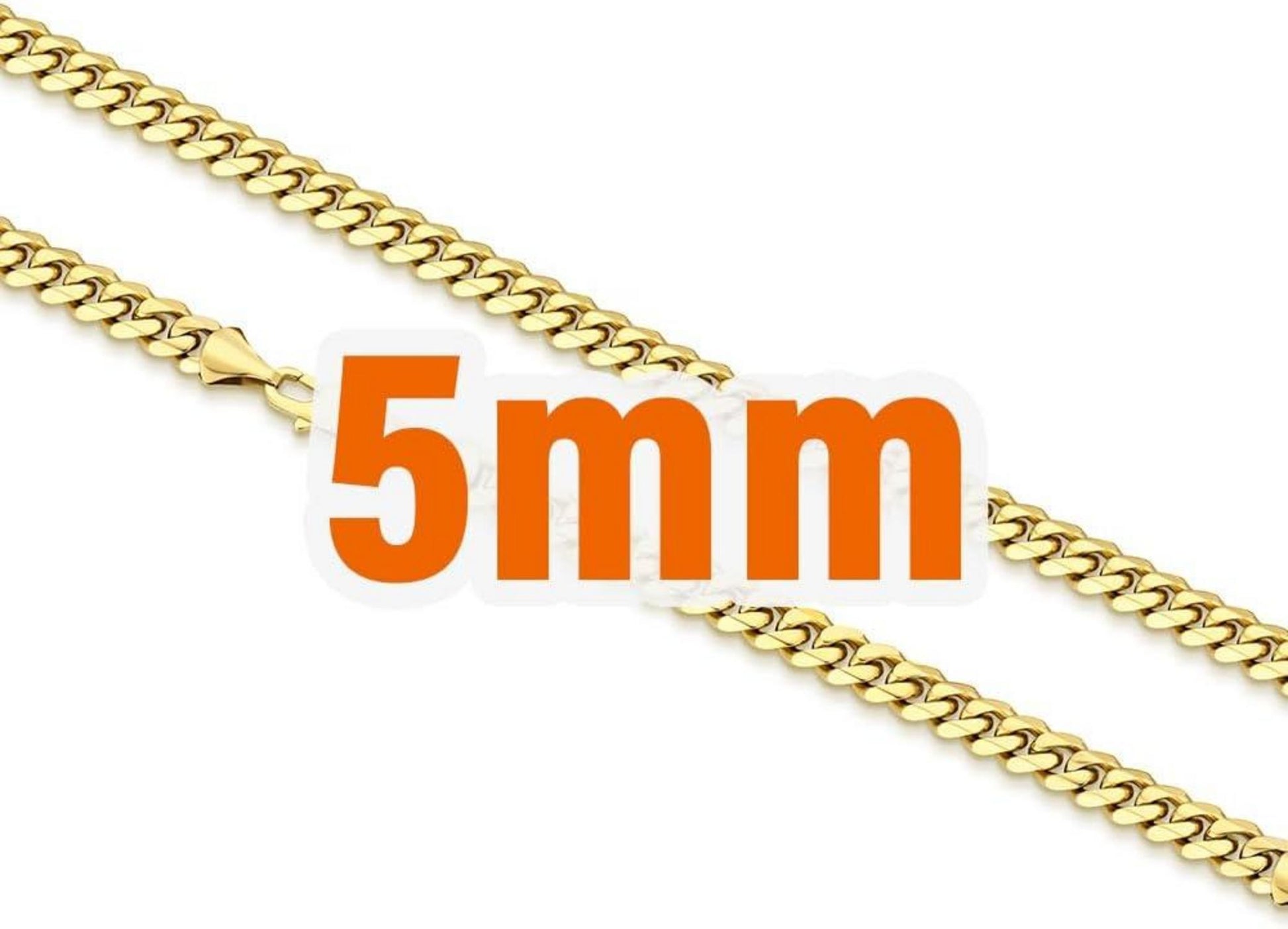 Herren Panzerkette 5mm Diamantschliff 14K Vergoldet Goldkette 45.7cm