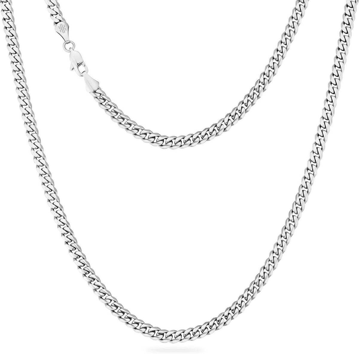 KRKC&CO Herren Edelstahl Panzerkette mit Diamantschliff 5mm Silbrig