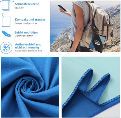 Mikrofaser Handtuch Set Sporthandtuch Reisehandtuch Strandtuch 2 Stück