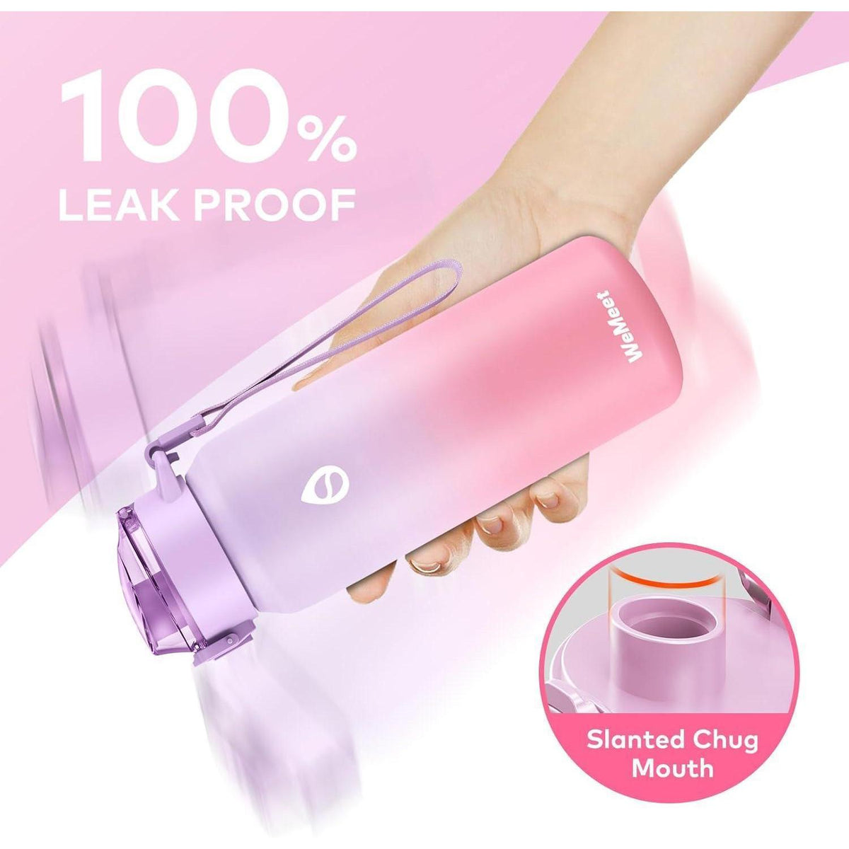 Edelstahl Trinkflasche mit Strohhalm 500ml Lila Rosa