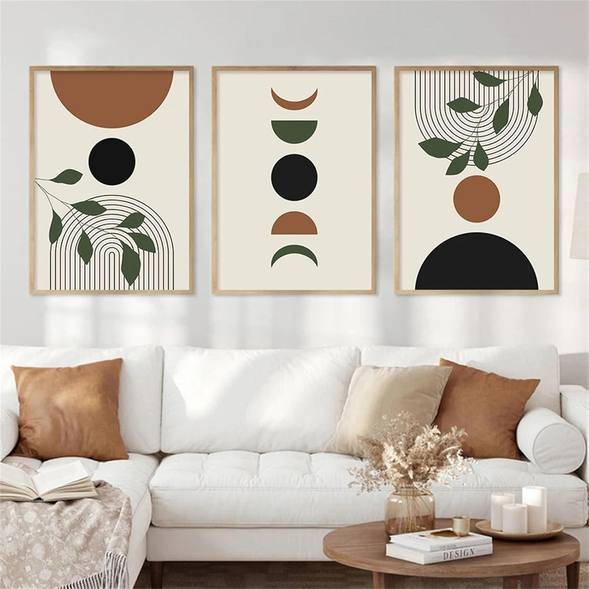 Abstraktes Poster Set 3er-Set Grün Wanddeko Wohnzimmer Schlafzimmer
