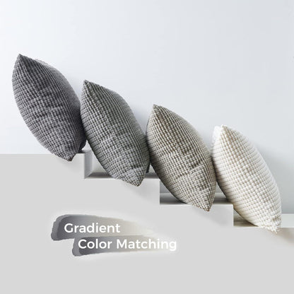 Kissenbezüge 35x35 cm Grau 4er Set Cord Farbverlauf