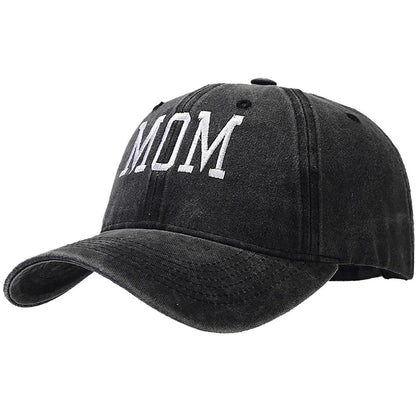 Vintage Baseball Cap Washed Cotton Verstellbare Kappe Mama Schwarz