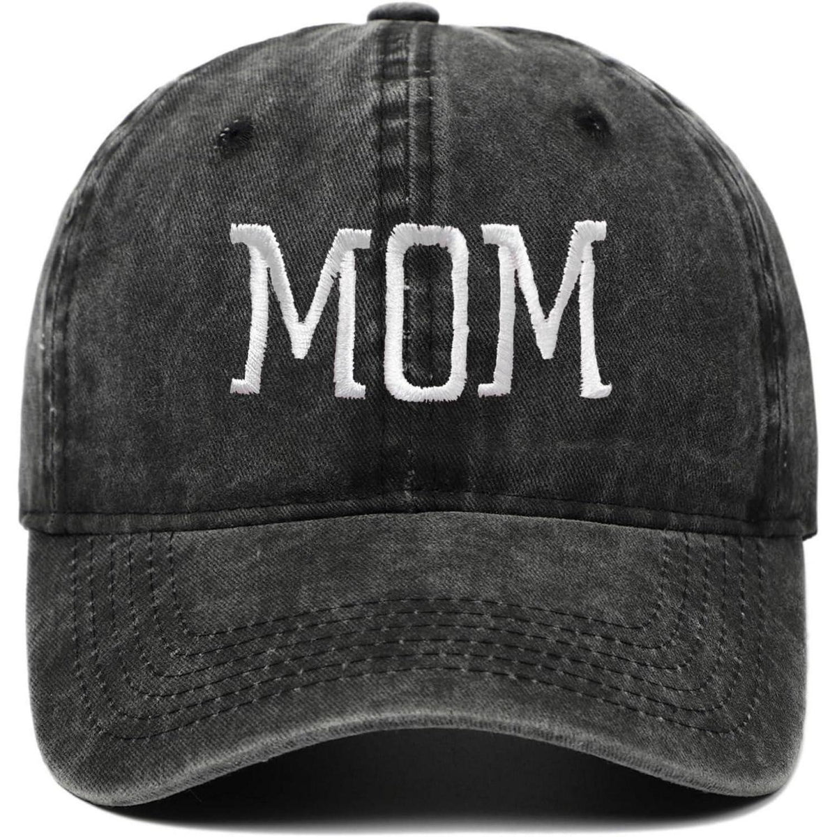 Vintage Baseball Cap Washed Cotton Verstellbare Kappe Mama Schwarz
