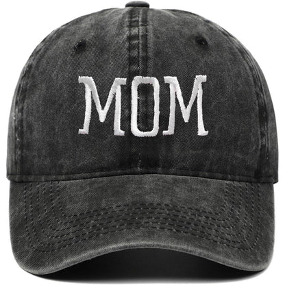 Vintage Baseball Cap Washed Cotton Verstellbare Kappe Mama Schwarz