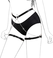 Damen Punk Leder Harness Strumpfband Gürtel Oberschenkel Strapse