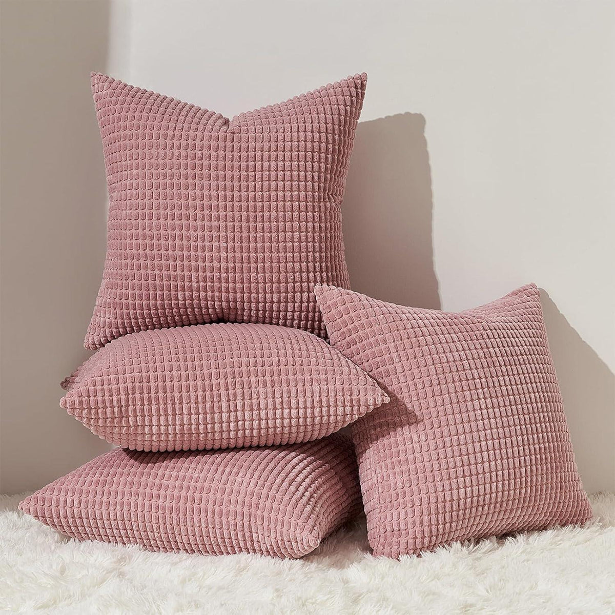 Dekokissenbezüge Set Cord körnig 45x45cm flauschig Kinder