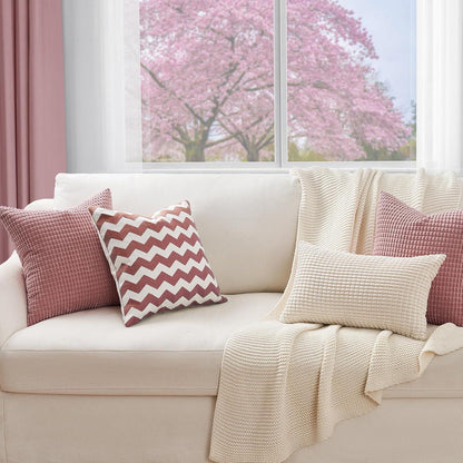Dekokissenbezug 45x45 Rosa Lila 4er Set Cord Kissenhülle Sofa Couch