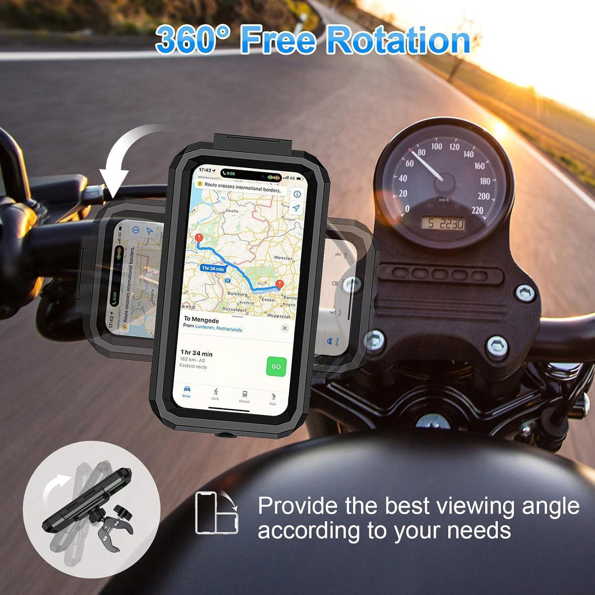 Motorrad Handyhalterung Wasserdicht 360° Drehbar Universal