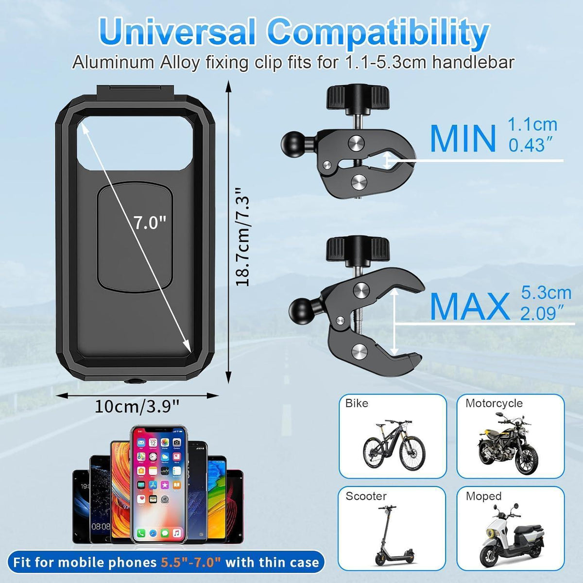 Motorrad Handyhalterung Wasserdicht 360° Drehbar Universal