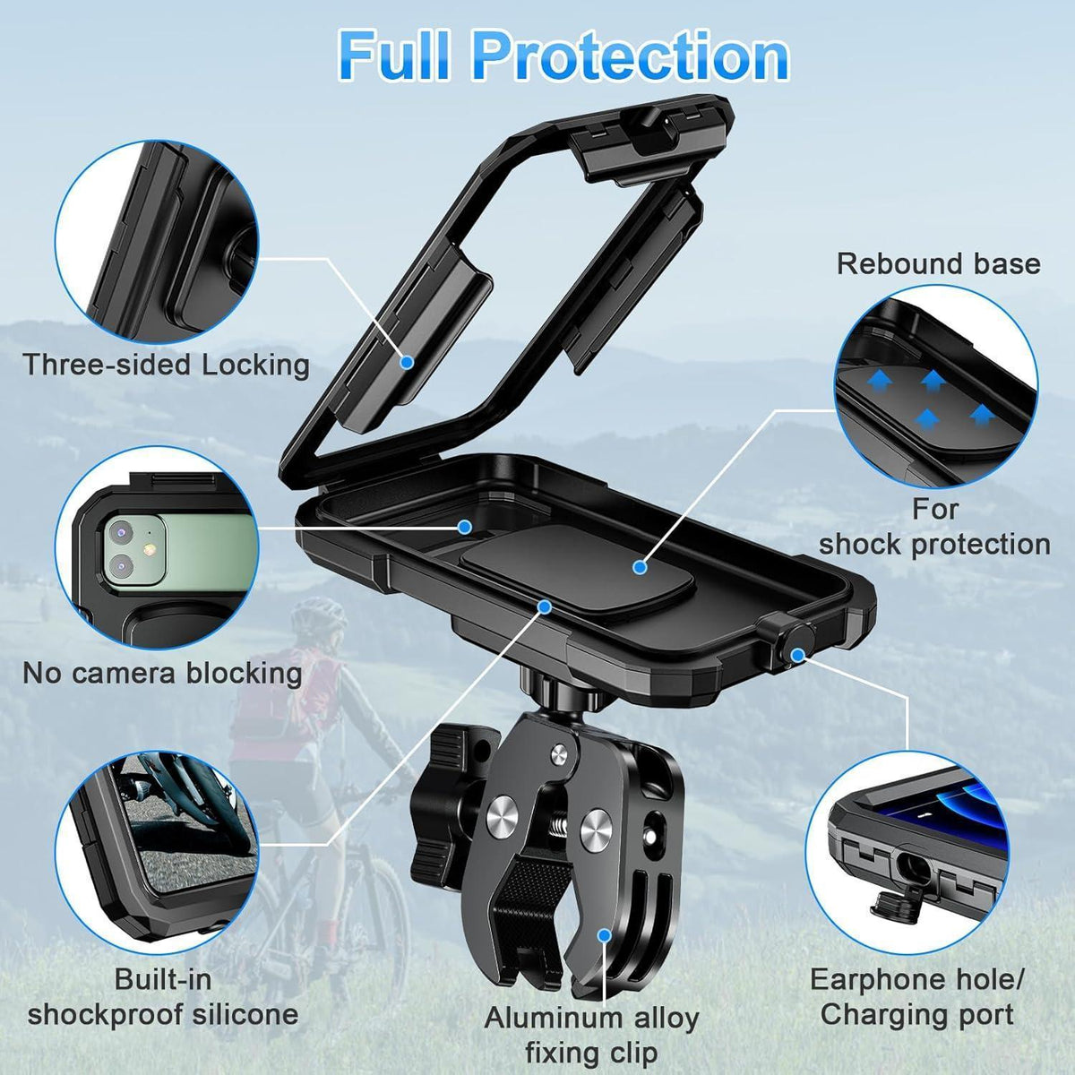 Motorrad Handyhalterung Wasserdicht 360° Drehbar Universal