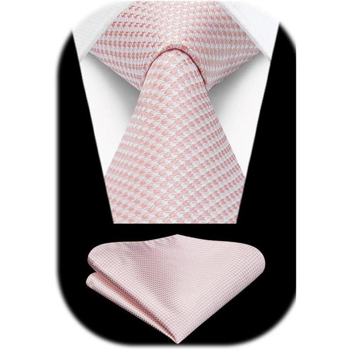 Herren Krawatte & Einstecktuch Set, Rosa, Formell