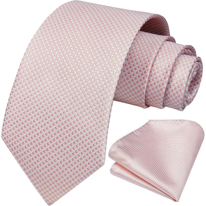 Herren Krawatte & Einstecktuch Set, Rosa, Formell