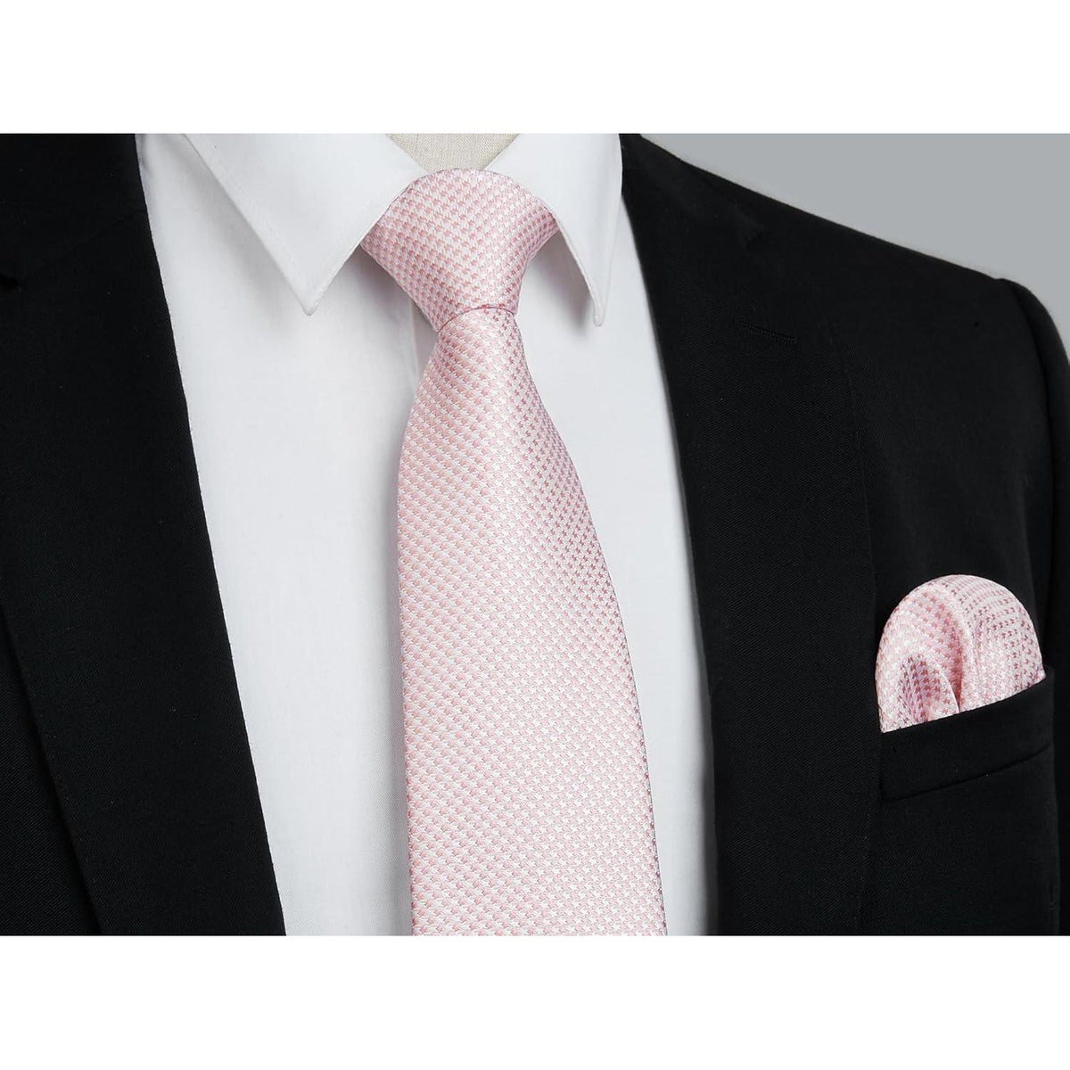 Herren Krawatte & Einstecktuch Set, Rosa, Formell