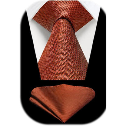 Herren Krawatte & Einstecktuch Set Gebranntes Orange Formell