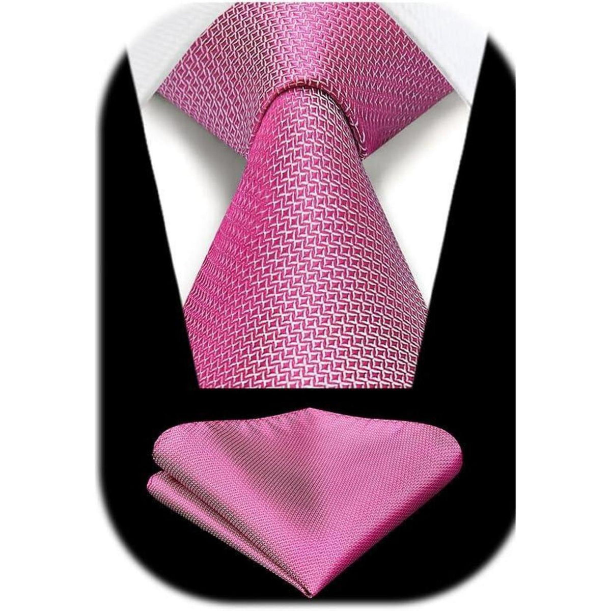 Herren Krawatte & Einstecktuch Set Fuchsia Rosa Formell