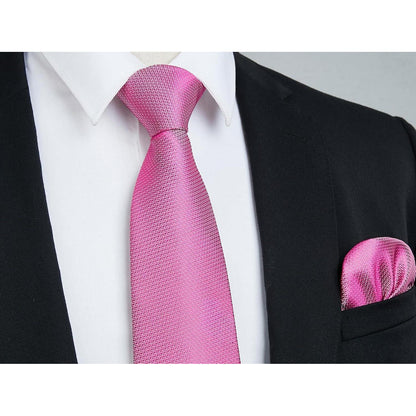 Herren Krawatte & Einstecktuch Set Fuchsia Rosa Formell