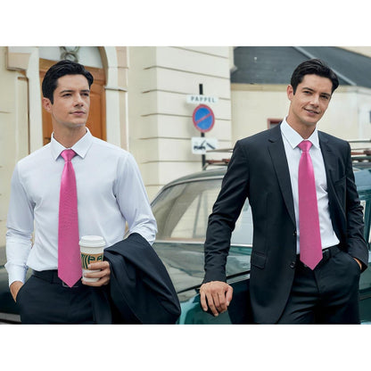 Herren Krawatte & Einstecktuch Set Fuchsia Rosa Formell