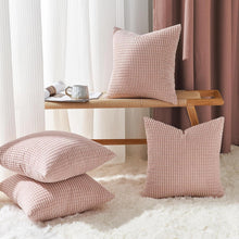 Kissenbezüge 40x40 Rosa 4er Set Flauschig Cord Kordsamt