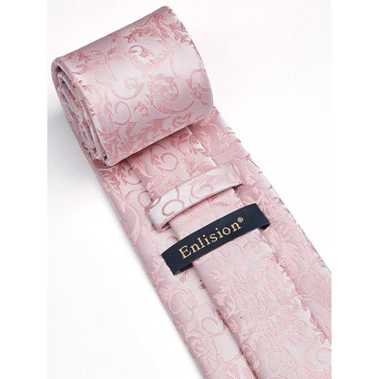 Herren Krawatte & Einstecktuch Set Bady-Rosa Formell