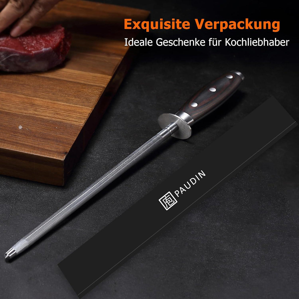 Profi Wetzstahl 25cm Premium Messerschärfer für lange Schärfe