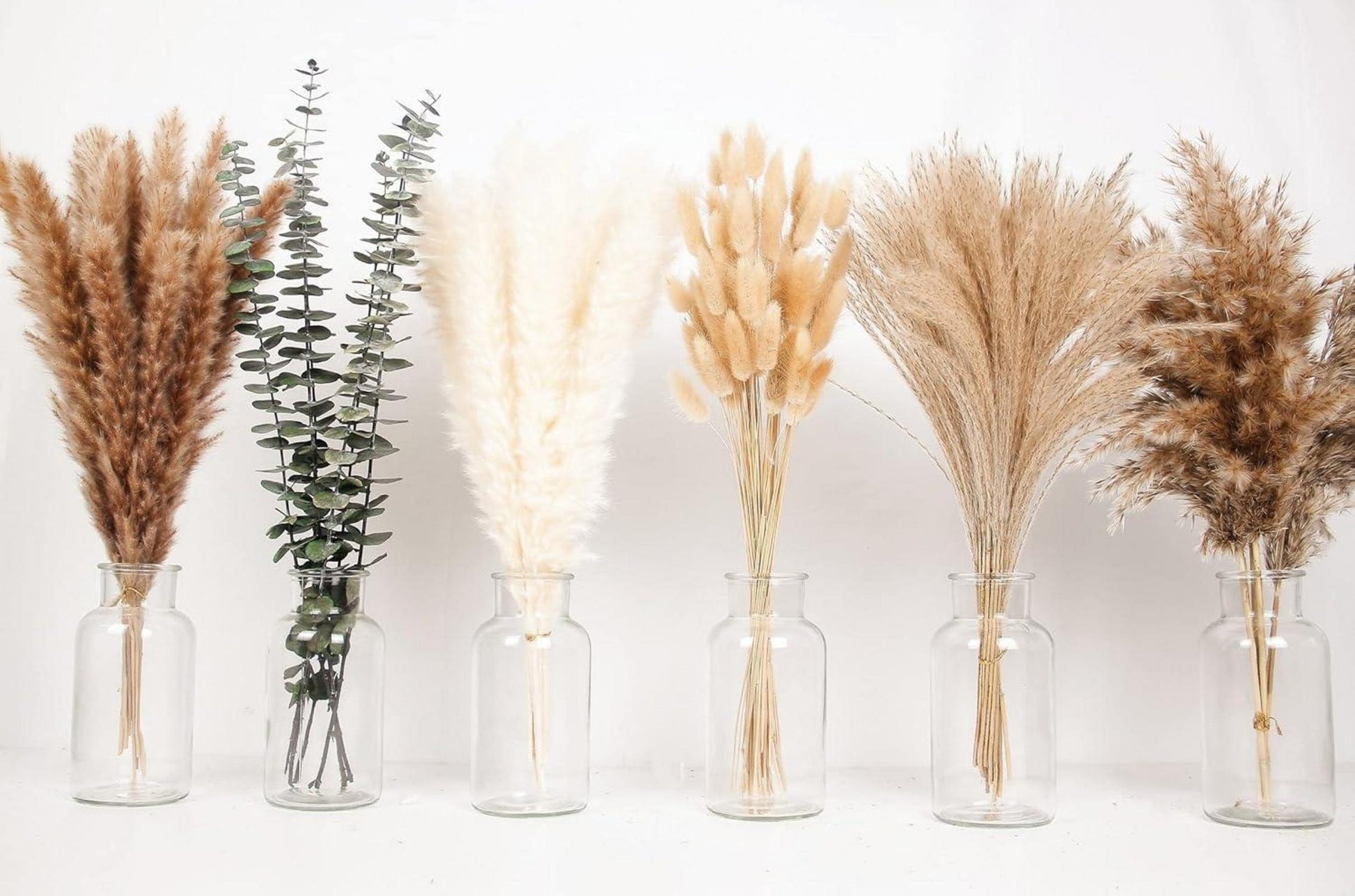 110-teiliges Set getrocknete Pampas & Eukalyptus - Boho-Dekor für
