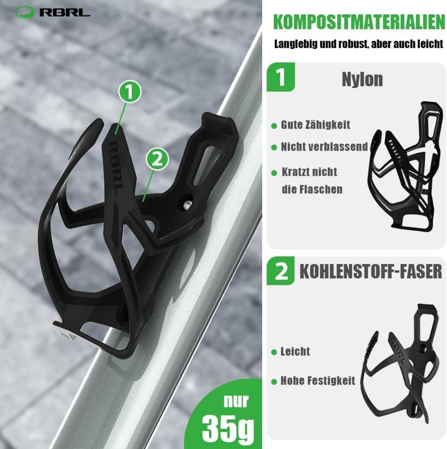 Fahrrad Flaschenhalter Kohlefasermaterial Sprühlackierung Schwarz