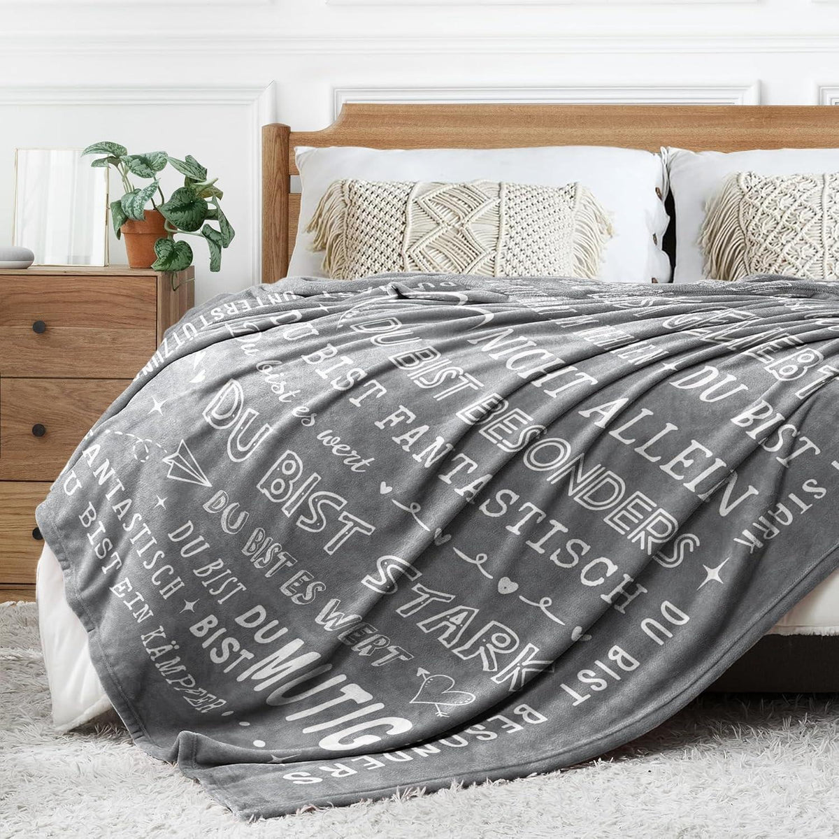 Personalisierte Flanelldecke Grau 62x52 Zoll - Geschenk für Frauen Männer
