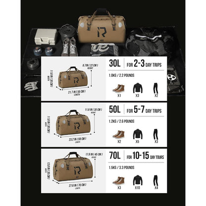 Wasserdichte Motorrad Gepäckrolle 30L – Braun
