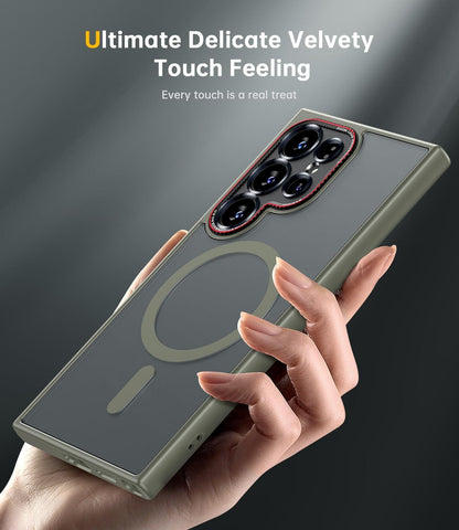 Handyhülle Samsung Galaxy S24 Ultra Magnet Integrierter Kameraschutz Stoßfest Titan Natur