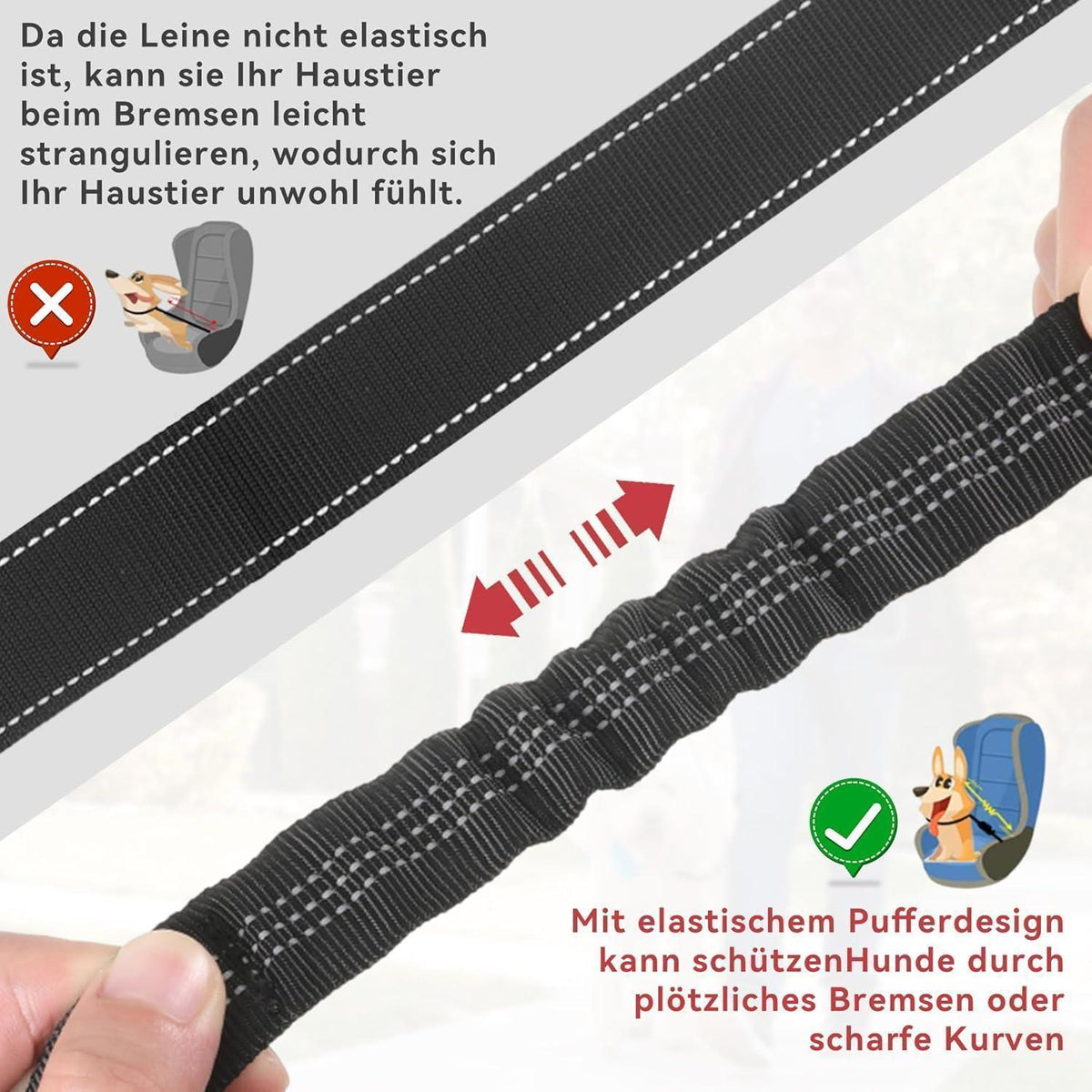 Verstellbarer Hunde Sicherheitsgurt Auto Kopfstütze für kleine Hunde