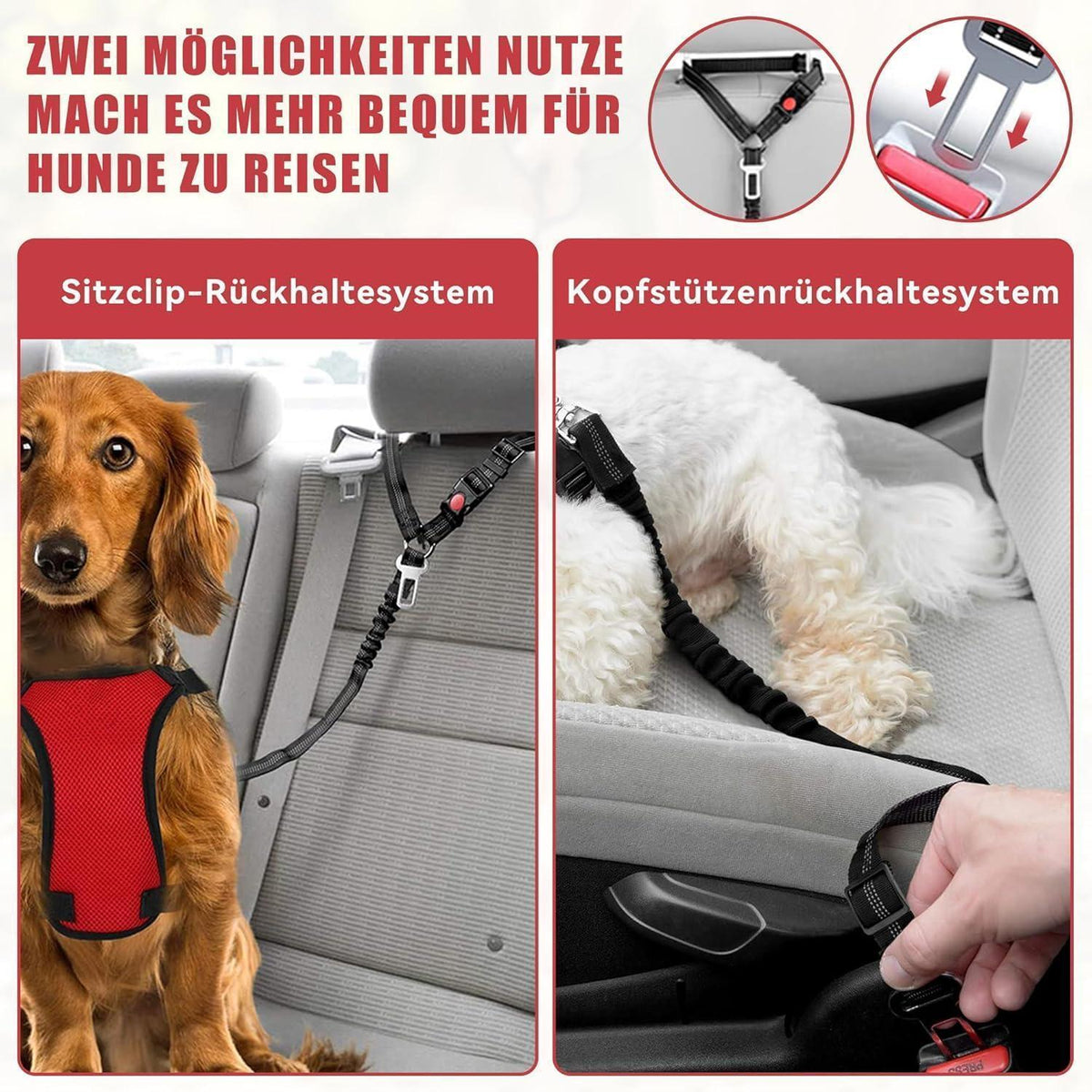 Verstellbarer Hunde Sicherheitsgurt Auto Kopfstütze für kleine Hunde