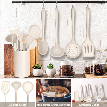 25-tlg. Silikon Küchenhelfer Set mit Haken & Behälter