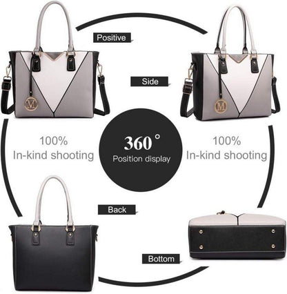 Miss Lulu Damen Handtasche Schultertasche Shopper V-Form Design Ledertasche