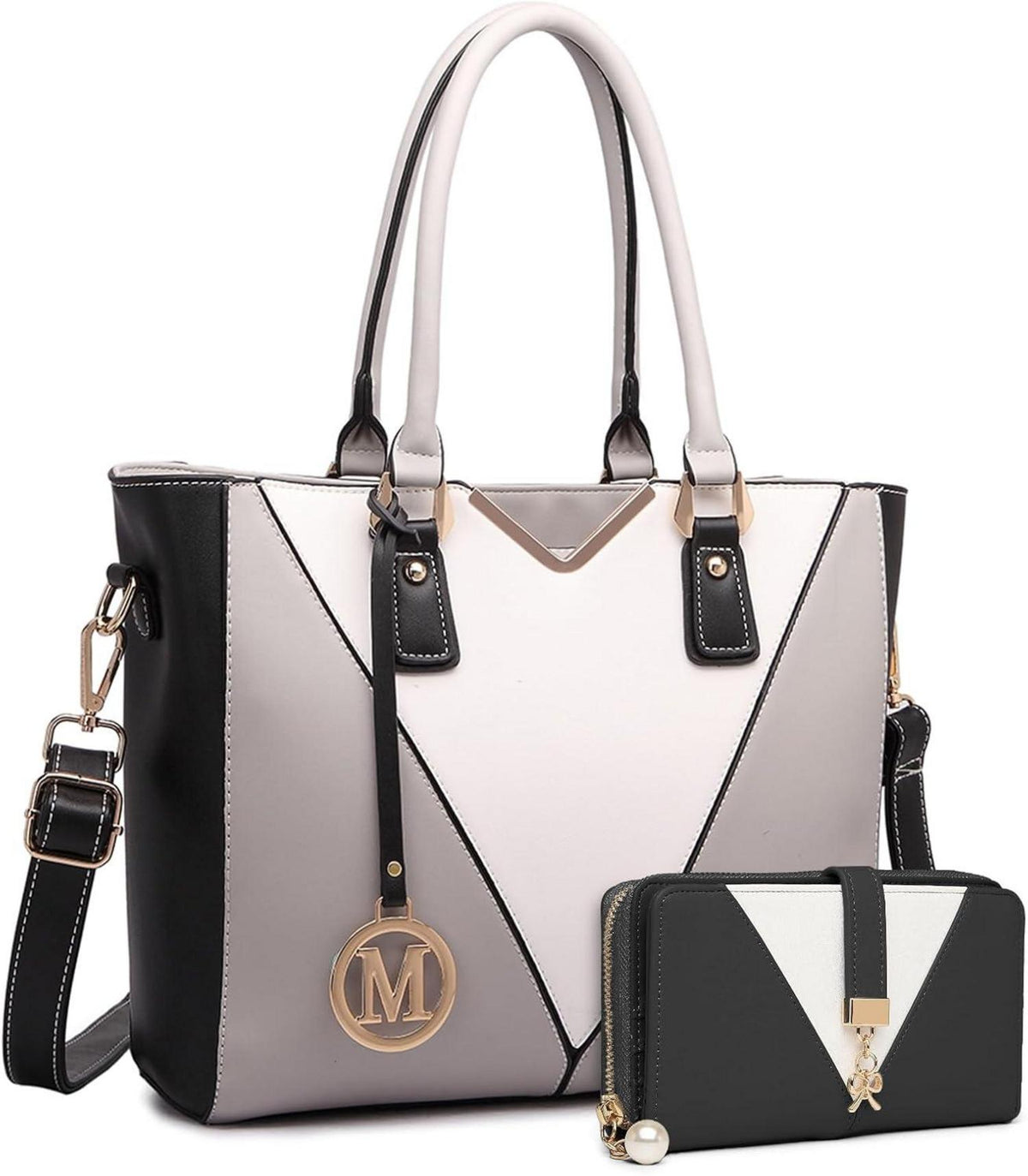 Damen Handtasche V-förmiges Design Kunstleder Grau