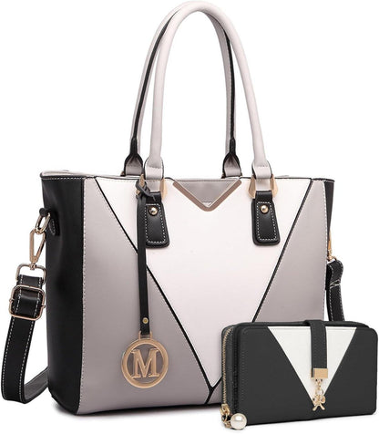 Damen Handtasche V-förmiges Design Kunstleder Grau