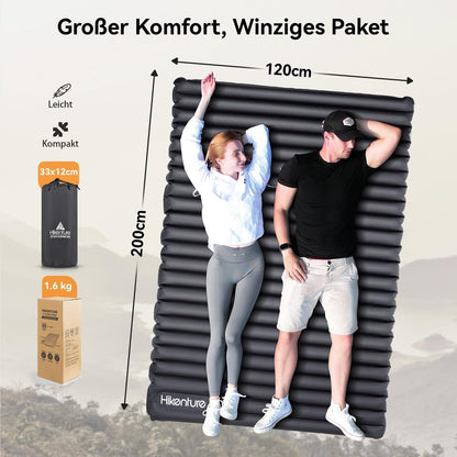 Doppel Isomatte Camping Ultraleicht Aufblasbar Luftmatratze 120x200cm - Navyblau