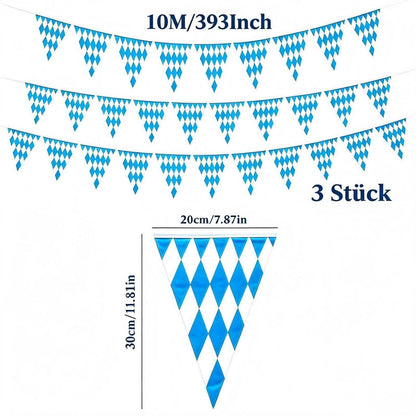 Oktoberfest Girlande 30m – Bayrische Deko Wimpelkette für Party