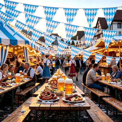 Oktoberfest Girlande 30m – Bayrische Deko Wimpelkette für Party