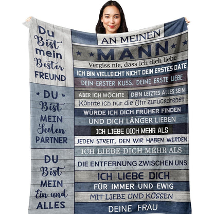 Flanell-Decke "Ich Liebe Dich" für den Ehemann, 150x130cm