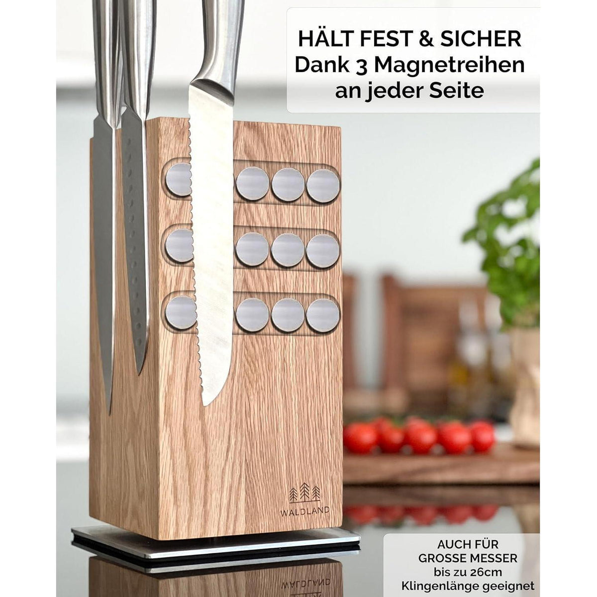 Drehbarer Magnetischer Messerblock aus Eichenholz