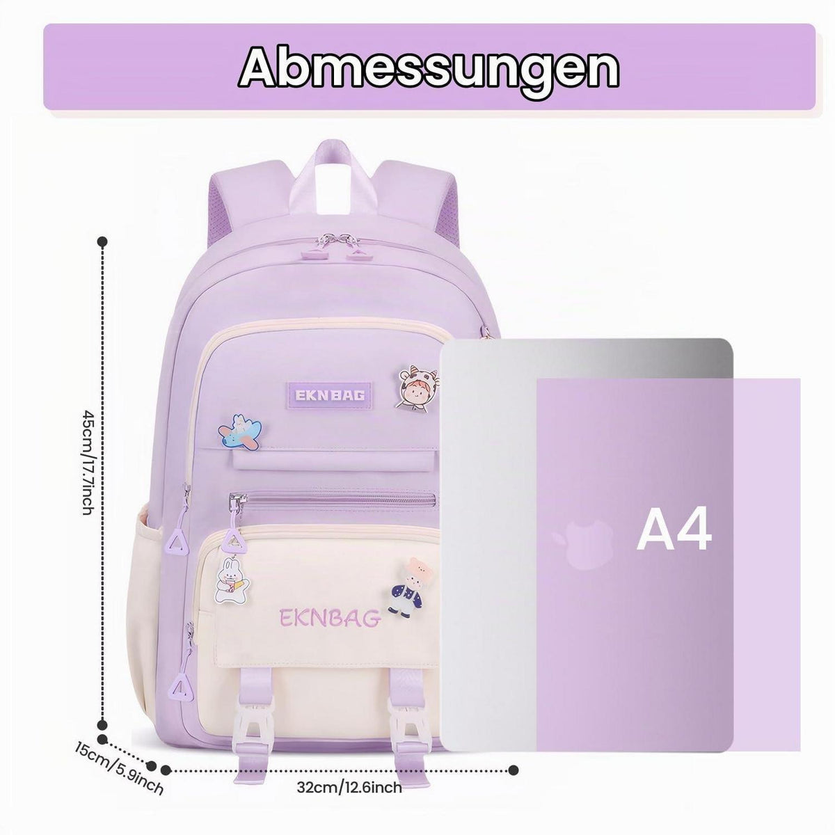 Schulrucksack Mädchen Lila – Komfortabler Kinderrucksack 3.-7. Klasse