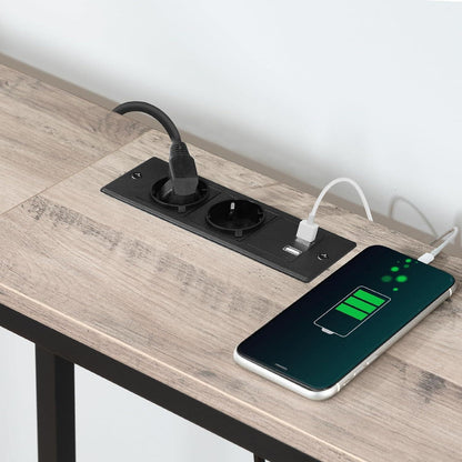 Konsolentisch mit Ladestation 180cm USB-Anschlüssen Grau