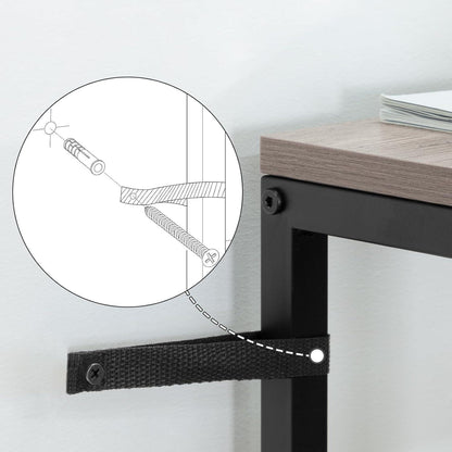Konsolentisch Ladestation 180cm schmaler Sofatisch USB-Anschlüsse Grau