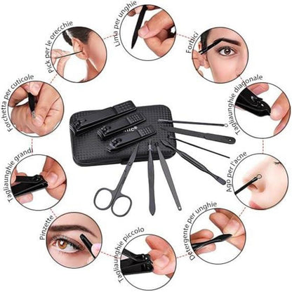 Professionelles Maniküre-Set 10-in-1 Edelstahl Nagelpflege Blau