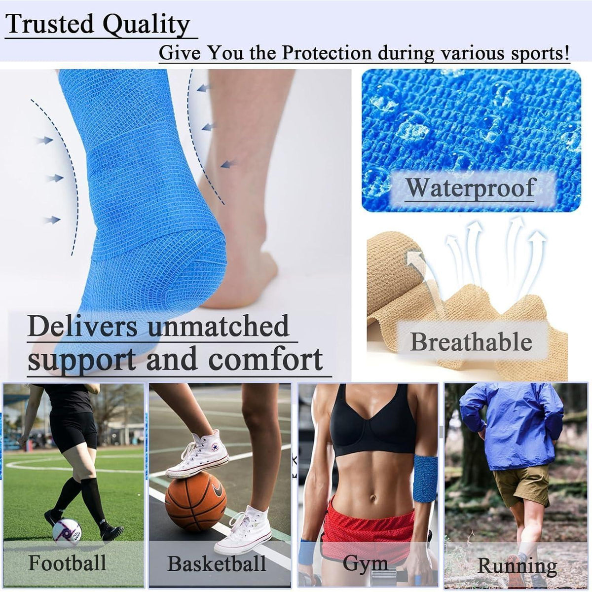 8 Rollen Selbstklebende Verband Bandage für Sport & Haustiere