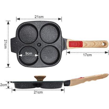 Spiegeleipfanne 21 cm mit 4 Mulden, abnehmbarer Griff, Induktion