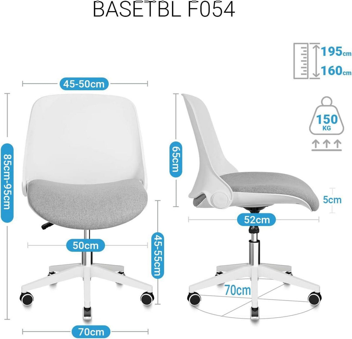 Ergonomischer Bürostuhl mit klappbarer Rückenlehne und Rollen